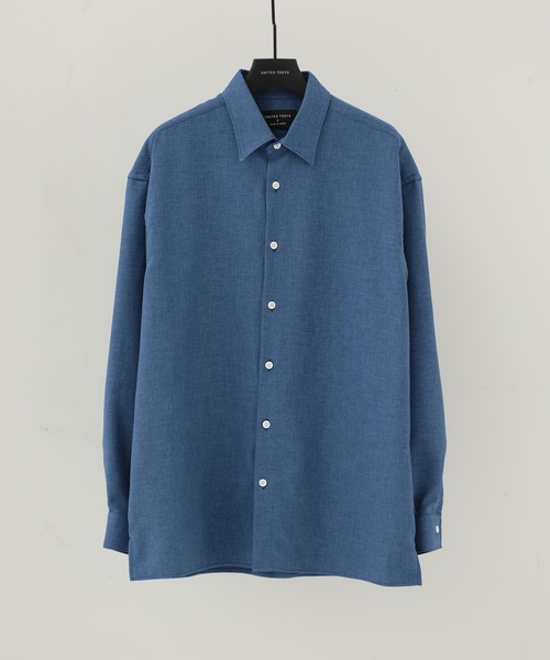 UNITED TOKYO（ユナイテッドトウキョウ）の「ボイルロングスリーブシャツ（シャツ/ブラウス・メンズ・ブラック/オフホワイト/ブルー/グレイッシュベージュ/カーキ/ダークグレー/ネイビー・1/2/3/4）」の7枚目の写真