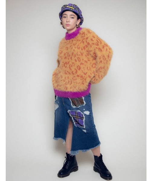 Candy Stripper(キャンディストリッパー)の「FLUFFY PATTERN ニット(ニット/セーター・レディース・レッド/レオパード/ピンク/ブラック・2)」の7枚目の写真