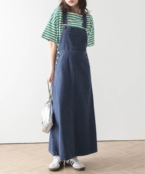 SUGAR BISKET（シュガービスケット）の「デニムスカートサロペット（サロペット/オーバーオール・レディース・ライトブルー/ダークブルー/オリーブ/ブラック/ベージュ・L/M）」の5枚目の写真