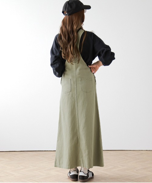 SUGAR BISKET（シュガービスケット）の「デニムスカートサロペット（サロペット/オーバーオール・レディース・ライトブルー/ダークブルー/オリーブ/ブラック/ベージュ・L/M）」の16枚目の写真