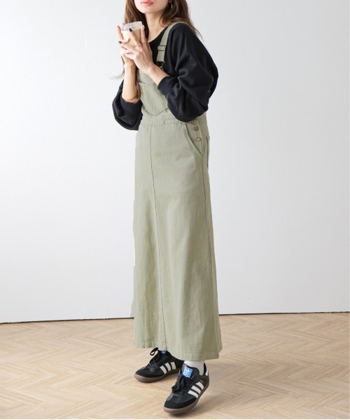 SUGAR BISKET（シュガービスケット）の「デニムスカートサロペット（サロペット/オーバーオール・レディース・ライトブルー/ダークブルー/オリーブ/ブラック/ベージュ・L/M）」の17枚目の写真