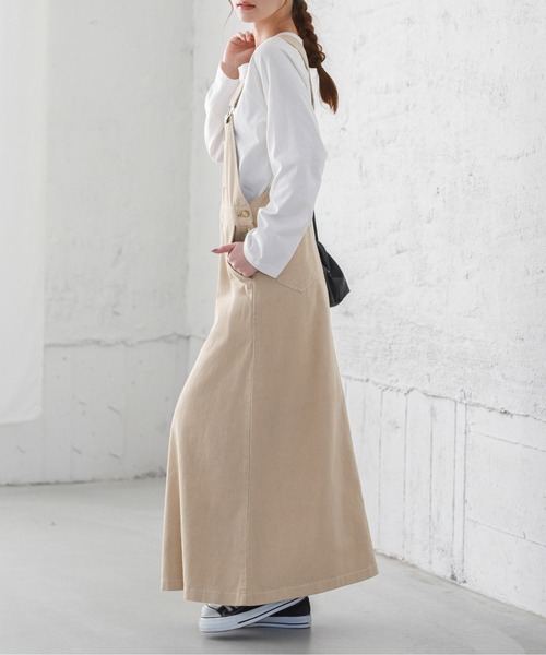 SUGAR BISKET（シュガービスケット）の「デニムスカートサロペット（サロペット/オーバーオール・レディース・ライトブルー/ダークブルー/オリーブ/ブラック/ベージュ・L/M）」の11枚目の写真