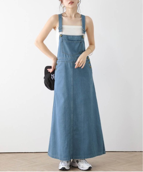 SUGAR BISKET（シュガービスケット）の「デニムスカートサロペット（サロペット/オーバーオール・レディース・ライトブルー/ダークブルー/オリーブ/ブラック/ベージュ・L/M）」の20枚目の写真