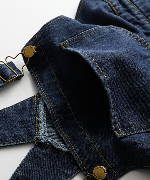 SUGAR BISKET（シュガービスケット）の「デニムスカートサロペット（サロペット/オーバーオール・レディース・ライトブルー/ダークブルー/オリーブ/ブラック/ベージュ・L/M）」の7枚目の写真