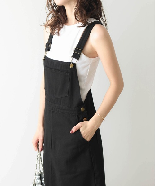 SUGAR BISKET（シュガービスケット）の「デニムスカートサロペット（サロペット/オーバーオール・レディース・ライトブルー/ダークブルー/オリーブ/ブラック/ベージュ・L/M）」の18枚目の写真