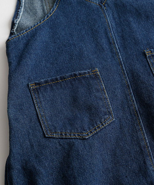 SUGAR BISKET（シュガービスケット）の「デニムスカートサロペット（サロペット/オーバーオール・レディース・ライトブルー/ダークブルー/オリーブ/ブラック/ベージュ・L/M）」の8枚目の写真