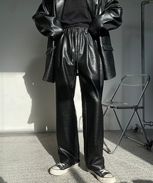 MASONPRINCE | 【M.P Studios】【2020AW】ワイドストレートシルエット 裾ドローコード ウエストゴム PUレザーパンツ TZ1918P(その他パンツ)