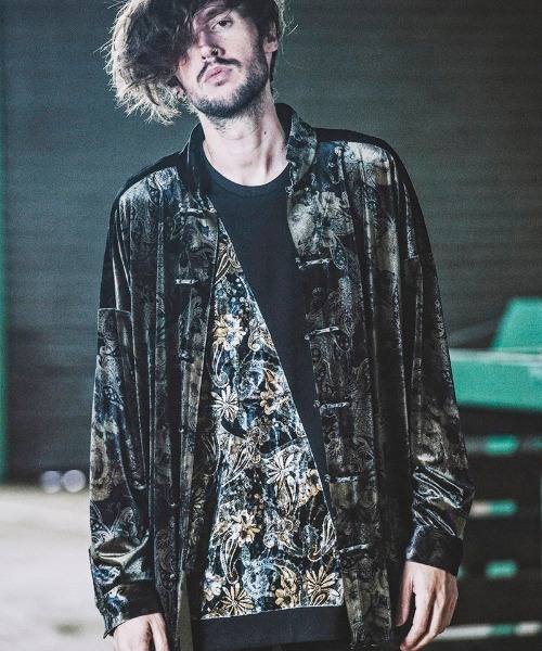 NO ID.(ノーアイディ)の「ms4522-ベロアプリントチャイナBIG-SH シャツ(シャツ/ブラウス・メンズ・その他/ブラウン系その他/レッド系その他・ONE SIZE)」の16枚目の写真