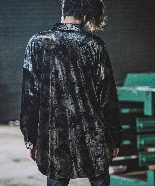 NO ID.(ノーアイディ)の「ms4522-ベロアプリントチャイナBIG-SH シャツ(シャツ/ブラウス・メンズ・その他/ブラウン系その他/レッド系その他・ONE SIZE)」の10枚目の写真