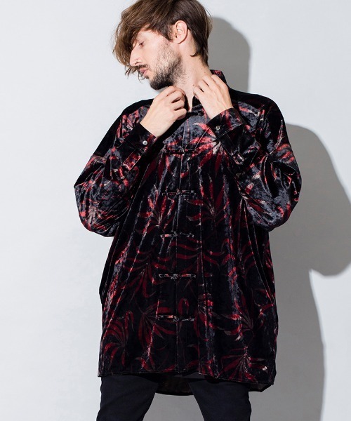 NO ID.(ノーアイディ)の「ms4522-ベロアプリントチャイナBIG-SH シャツ(シャツ/ブラウス・メンズ・その他/ブラウン系その他/レッド系その他・ONE SIZE)」の17枚目の写真