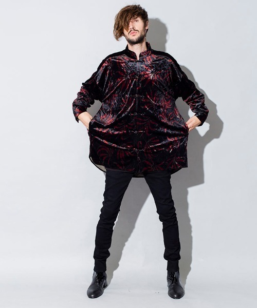 NO ID.(ノーアイディ)の「ms4522-ベロアプリントチャイナBIG-SH シャツ(シャツ/ブラウス・メンズ・その他/ブラウン系その他/レッド系その他・ONE SIZE)」の8枚目の写真