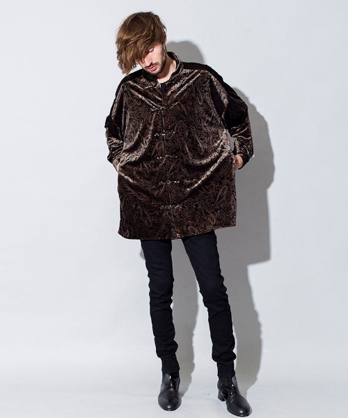 NO ID.(ノーアイディ)の「ms4522-ベロアプリントチャイナBIG-SH シャツ(シャツ/ブラウス・メンズ・その他/ブラウン系その他/レッド系その他・ONE SIZE)」の18枚目の写真