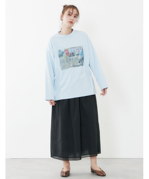 POU DOU DOU(プードゥドゥ)の「コラージュ箔プリントロンTee(Tシャツ/カットソー・レディース・ライトブルー/オフホワイト/ピンク/ダークグレー・3)」の15枚目の写真