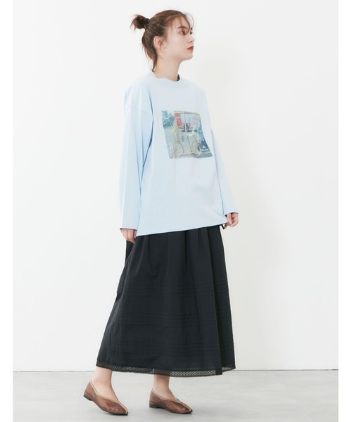 POU DOU DOU(プードゥドゥ)の「コラージュ箔プリントロンTee(Tシャツ/カットソー・レディース・ライトブルー/オフホワイト/ピンク/ダークグレー・3)」の16枚目の写真