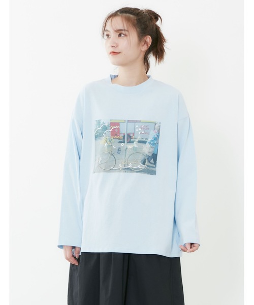 POU DOU DOU(プードゥドゥ)の「コラージュ箔プリントロンTee(Tシャツ/カットソー・レディース・ライトブルー/オフホワイト/ピンク/ダークグレー・3)」の17枚目の写真