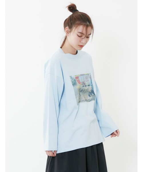 POU DOU DOU(プードゥドゥ)の「コラージュ箔プリントロンTee(Tシャツ/カットソー・レディース・ライトブルー/オフホワイト/ピンク/ダークグレー・3)」の19枚目の写真