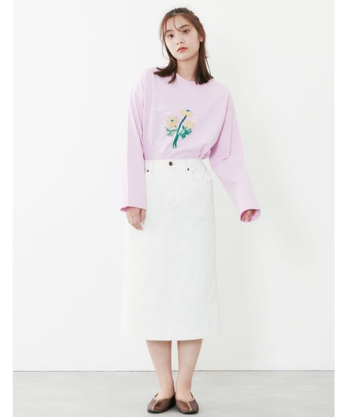 POU DOU DOU(プードゥドゥ)の「コラージュ箔プリントロンTee(Tシャツ/カットソー・レディース・ライトブルー/オフホワイト/ピンク/ダークグレー・3)」の20枚目の写真