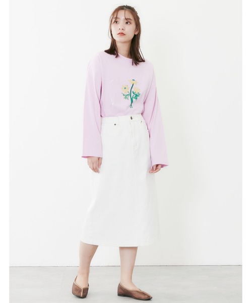 POU DOU DOU(プードゥドゥ)の「コラージュ箔プリントロンTee(Tシャツ/カットソー・レディース・ライトブルー/オフホワイト/ピンク/ダークグレー・3)」の21枚目の写真