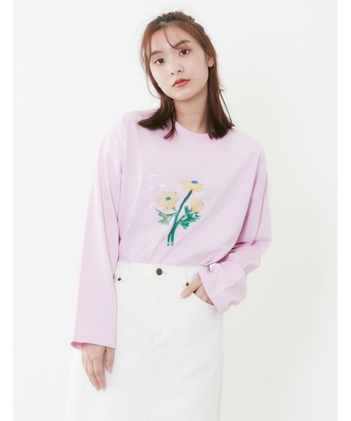 POU DOU DOU(プードゥドゥ)の「コラージュ箔プリントロンTee(Tシャツ/カットソー・レディース・ライトブルー/オフホワイト/ピンク/ダークグレー・3)」の22枚目の写真