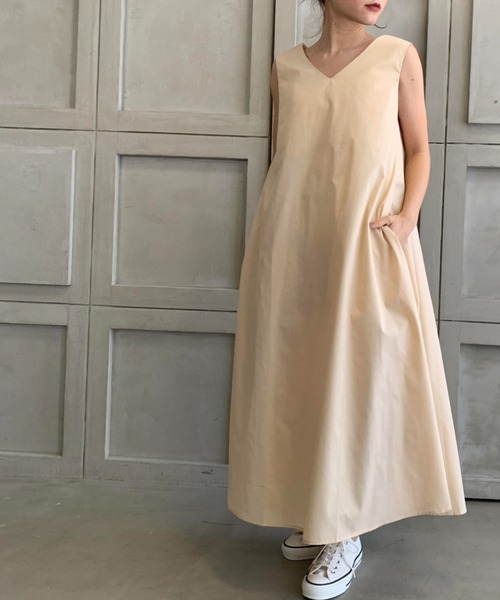 セール T Cブロードノースリーブvネックaラインワンピース ワンピース Moment モーメントプラス のファッション通販 Zozotown