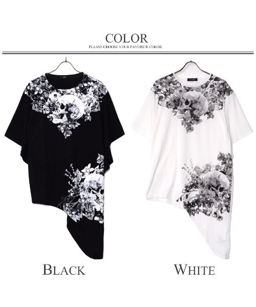 CIVARIZE(シヴァーライズ)の「『CIVARIZE』フレア袖変形アシメTシャツ(Tシャツ/カットソー・メンズ・ホワイト/ブラック・FREE)」の6枚目の写真