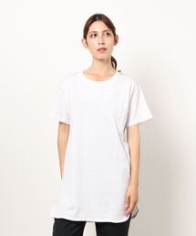 JEANS MATE（ジーンズメイト）の「Ｔチュニック ロング丈Tシャツ　汗染み防止加工素材　ビッグシルエット/オーバーサイズ　前後差（チュニック・レディース）」