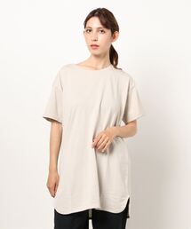 Tチュニック ロング丈Tシャツ 汗染み防止加工素材 ビッグシルエット/オーバーサイズ 前後差