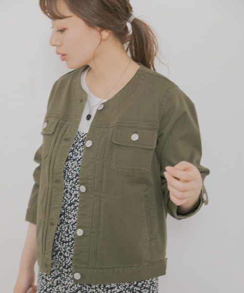 URBAN RESEARCH Sonny Label（アーバンリサーチサニーレーベル）の「ノーカラーコットンジャケット（ノーカラージャケット・レディース・ベージュ/オフホワイト/カーキ・FREE）」の3枚目の写真