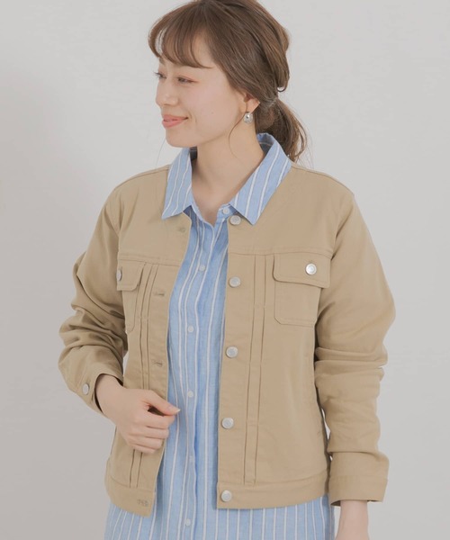 URBAN RESEARCH Sonny Label（アーバンリサーチサニーレーベル）の「ノーカラーコットンジャケット（ノーカラージャケット・レディース・ベージュ/オフホワイト/カーキ・FREE）」の4枚目の写真