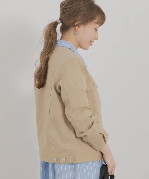 URBAN RESEARCH Sonny Label（アーバンリサーチサニーレーベル）の「ノーカラーコットンジャケット（ノーカラージャケット・レディース・ベージュ/オフホワイト/カーキ・FREE）」の5枚目の写真