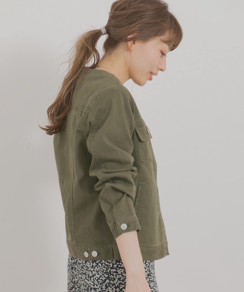 URBAN RESEARCH Sonny Label（アーバンリサーチサニーレーベル）の「ノーカラーコットンジャケット（ノーカラージャケット・レディース・ベージュ/オフホワイト/カーキ・FREE）」の9枚目の写真