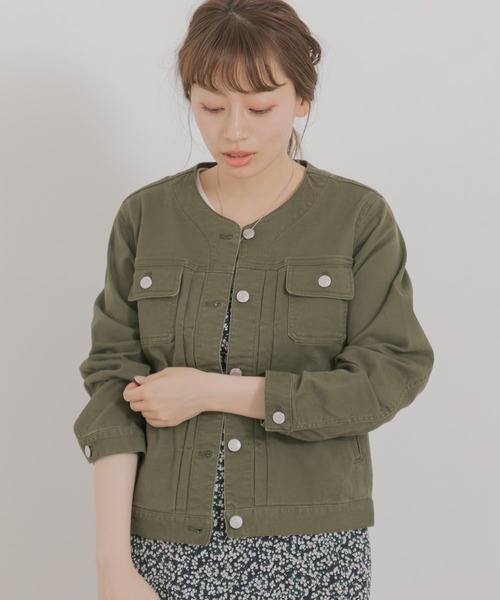 URBAN RESEARCH Sonny Label（アーバンリサーチサニーレーベル）の「ノーカラーコットンジャケット（ノーカラージャケット・レディース・ベージュ/オフホワイト/カーキ・FREE）」の10枚目の写真