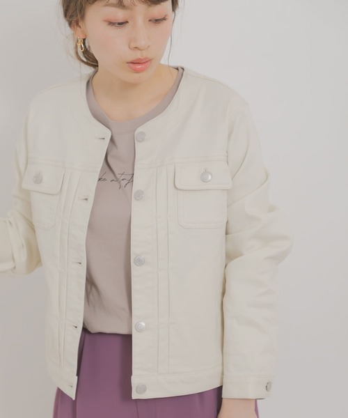 URBAN RESEARCH Sonny Label（アーバンリサーチサニーレーベル）の「ノーカラーコットンジャケット（ノーカラージャケット・レディース・ベージュ/オフホワイト/カーキ・FREE）」の15枚目の写真