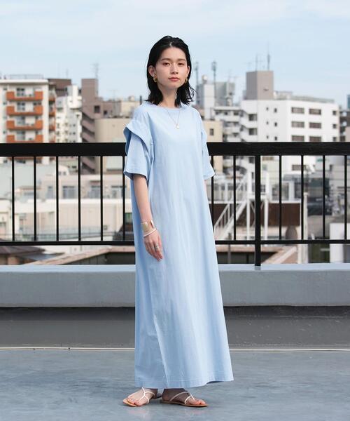 FEELING MADE(フィーリングメイド)の「FEELING MADE UVカット ショルダータック ロングワンピース(ワンピース・レディース・ライトブルー/パープル/ダークグレー/ダークグリーン・LARGE/MEDIUM)」の4枚目の写真