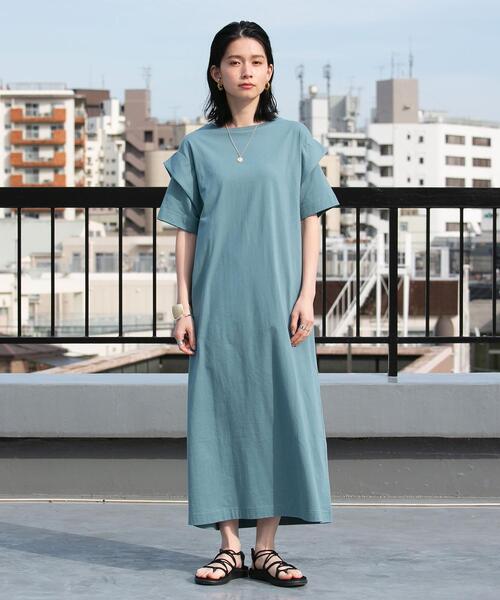 FEELING MADE(フィーリングメイド)の「FEELING MADE UVカット ショルダータック ロングワンピース(ワンピース・レディース・ライトブルー/パープル/ダークグレー/ダークグリーン・LARGE/MEDIUM)」の5枚目の写真