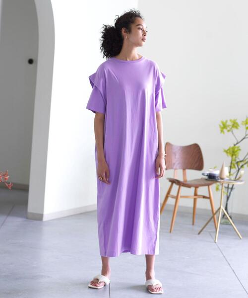FEELING MADE(フィーリングメイド)の「FEELING MADE UVカット ショルダータック ロングワンピース(ワンピース・レディース・ライトブルー/パープル/ダークグレー/ダークグリーン・LARGE/MEDIUM)」の15枚目の写真