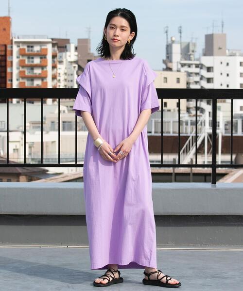 FEELING MADE(フィーリングメイド)の「FEELING MADE UVカット ショルダータック ロングワンピース(ワンピース・レディース・ライトブルー/パープル/ダークグレー/ダークグリーン・LARGE/MEDIUM)」の20枚目の写真