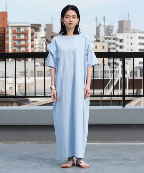 FEELING MADE(フィーリングメイド)の「FEELING MADE UVカット ショルダータック ロングワンピース(ワンピース・レディース・ライトブルー/パープル/ダークグレー/ダークグリーン・LARGE/MEDIUM)」の10枚目の写真