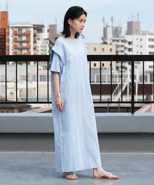 FEELING MADE(フィーリングメイド)の「FEELING MADE UVカット ショルダータック ロングワンピース(ワンピース・レディース・ライトブルー/パープル/ダークグレー/ダークグリーン・LARGE/MEDIUM)」の14枚目の写真