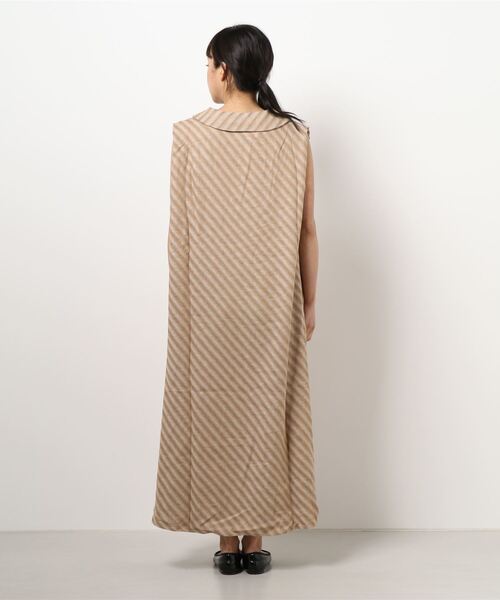 Factor=(ファクターイコール)の「斜めストライプリネンロングワンピース(ワンピース・レディース・ブラック/ベージュ/ライトベージュ・FREE)」の9枚目の写真