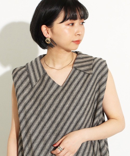 Factor=(ファクターイコール)の「斜めストライプリネンロングワンピース(ワンピース・レディース・ブラック/ベージュ/ライトベージュ・FREE)」の10枚目の写真