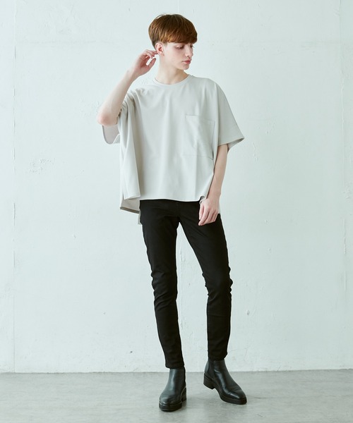 Lui's（ルイス）の「ポケット付ポンチョTシャツ（Tシャツ/カットソー・メンズ・ホワイト/オリーブ/ブラック・FREE）」の14枚目の写真