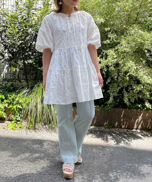 MAJESTIC LEGON（マジェスティックレゴン）の「レディレースチュニック（シャツ/ブラウス・レディース・ブラック/オフホワイト・SMALL/MEDIUM）」の5枚目の写真