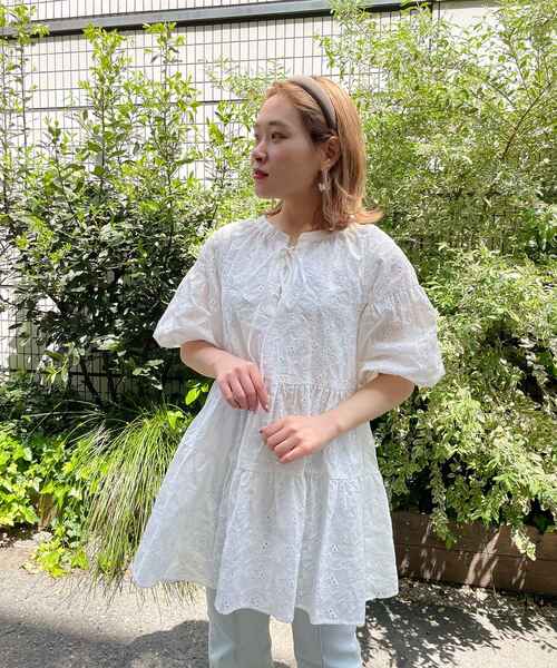 MAJESTIC LEGON（マジェスティックレゴン）の「レディレースチュニック（シャツ/ブラウス・レディース・ブラック/オフホワイト・SMALL/MEDIUM）」の9枚目の写真