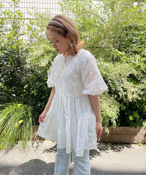 MAJESTIC LEGON（マジェスティックレゴン）の「レディレースチュニック（シャツ/ブラウス・レディース・ブラック/オフホワイト・SMALL/MEDIUM）」の11枚目の写真