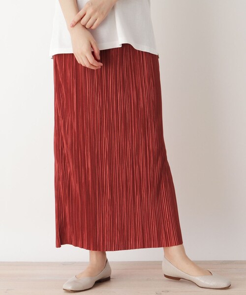 pink adobe(ピンクアドベ)の「◆【M-L】カットプリーツナロースカート(スカート・レディース・カーキ/ライトベージュ/レンガ・40/38)」の1枚目の写真