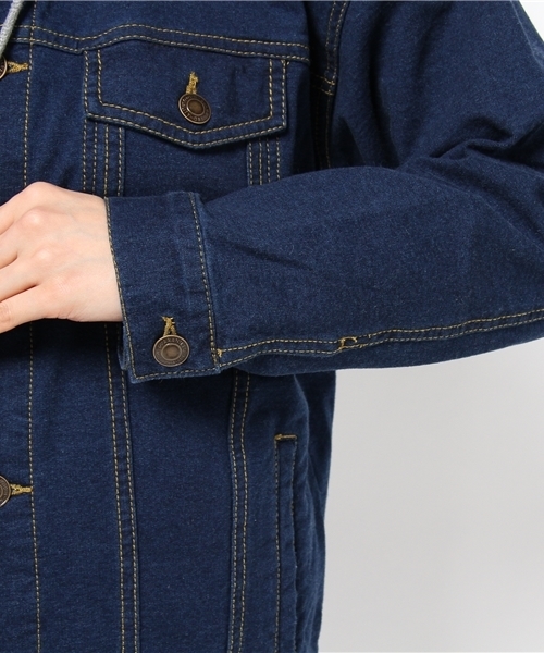 WEGO（ウィゴー）の「WEGO/フード付カットGジャン（デニムジャケット・レディース・ホワイト/ダークインディゴブルー/ライトインディゴブルー・FREE）」の7枚目の写真