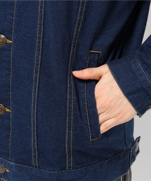 WEGO（ウィゴー）の「WEGO/フード付カットGジャン（デニムジャケット・レディース・ホワイト/ダークインディゴブルー/ライトインディゴブルー・FREE）」の9枚目の写真