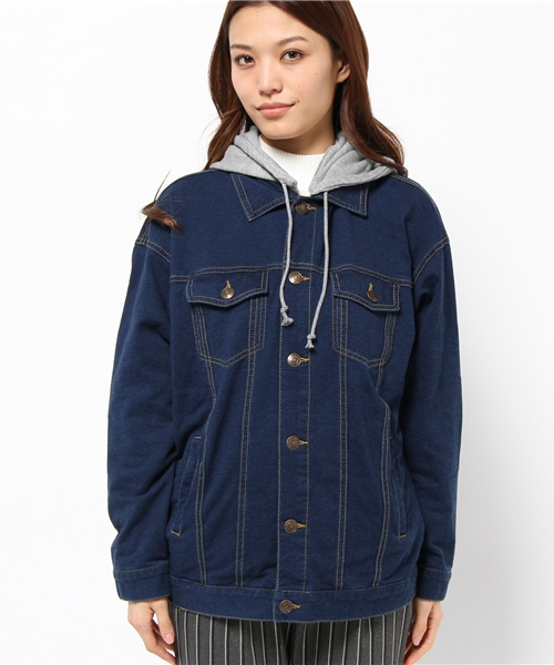 WEGO（ウィゴー）の「WEGO/フード付カットGジャン（デニムジャケット・レディース・ホワイト/ダークインディゴブルー/ライトインディゴブルー・FREE）」の13枚目の写真