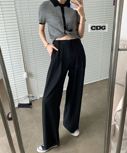 KOR(ケーオーアール)の「ウエストタック ワイドパンツ(その他パンツ・レディース・ホワイト/ブラック/パープル/グリーン・S/M/L)」の2枚目の写真